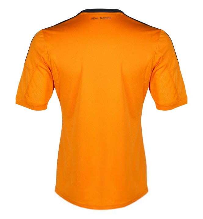 13-14 Real Madrid Away Orange Soccer Jersey Kit(Shirt+Shorts) - Click Image to Close